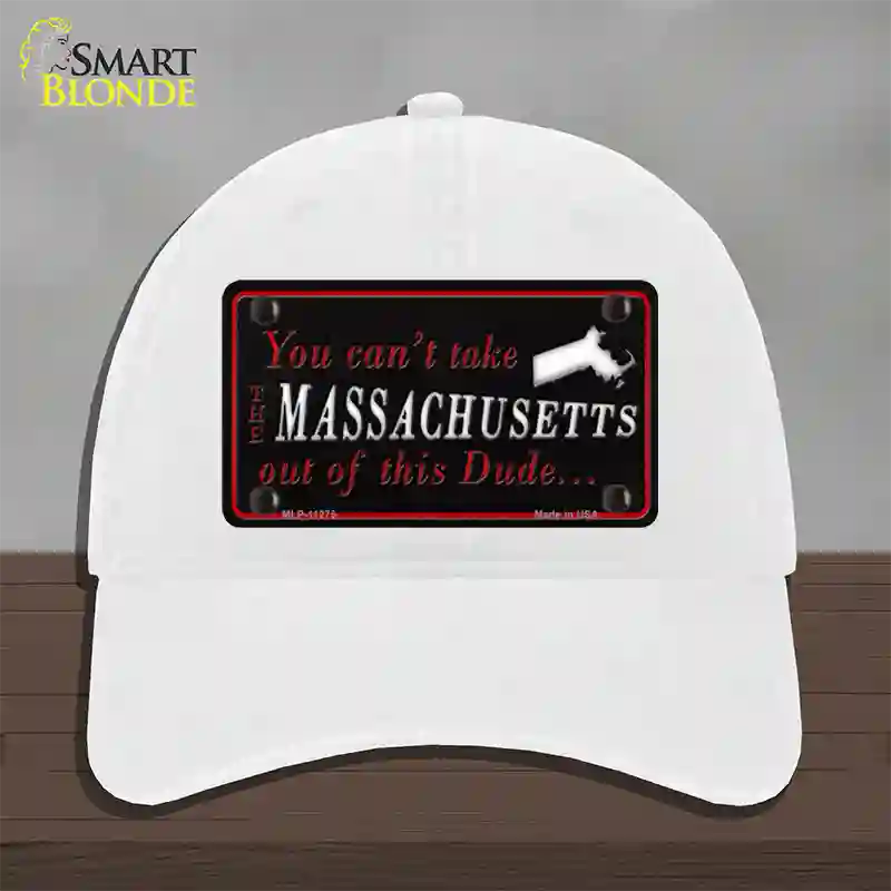 Massachusetts Dude Novelty License Plate Hat Unconstructed Cotton / White