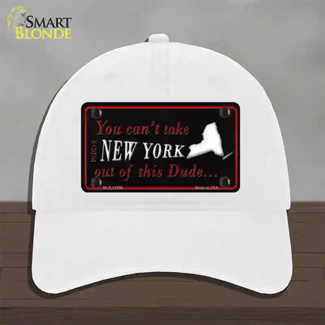 New York Dude Novelty License Plate Hat Unconstructed Cotton / White