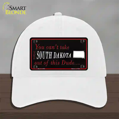 South Dakota Dude Novelty License Plate Hat Unconstructed Cotton / White