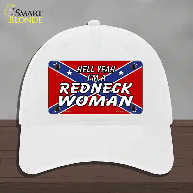 Redneck Woman Novelty License Plate Hat Unconstructed Cotton / White