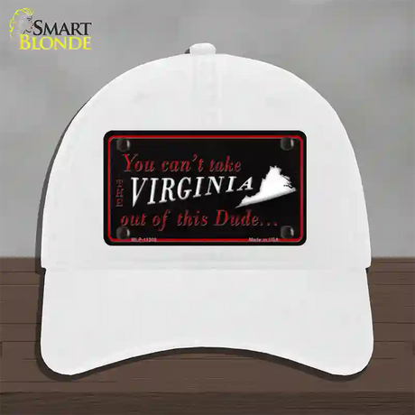 Virginia Dude Novelty License Plate Hat Unconstructed Cotton / White