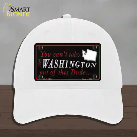 Washington Dude Novelty License Plate Hat Unconstructed Cotton / White