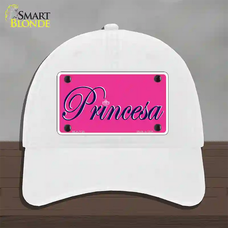 Princesa Novelty License Plate Hat Unconstructed Cotton / White