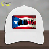 Adjuntas Puerto Rico Flag Novelty License Plate Hat Unconstructed Cotton / White