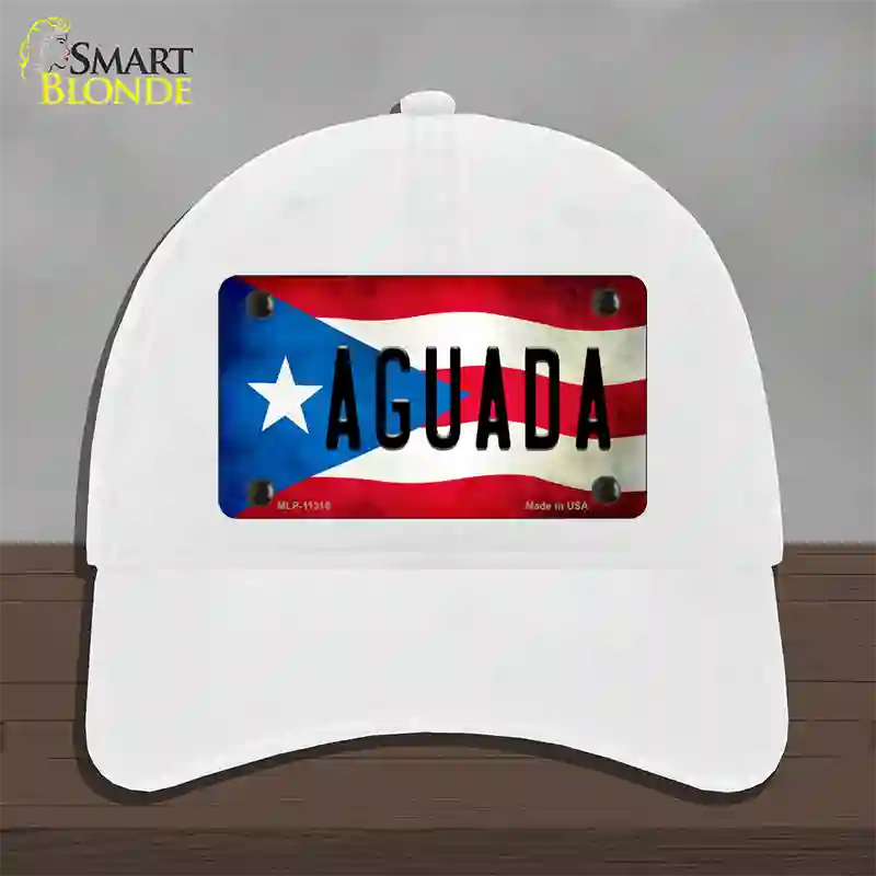 Aguada Puerto Rico Flag Novelty License Plate Hat Unconstructed Cotton / White