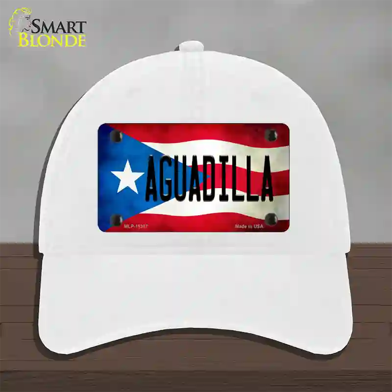 Aguadilla Puerto Rico Flag Novelty License Plate Hat Unconstructed Cotton / White