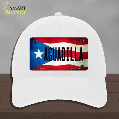 Aguadilla Puerto Rico Flag Novelty License Plate Hat Unconstructed Cotton / White