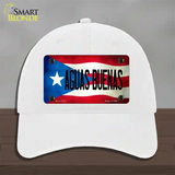 Aguas Buenas Puerto Rico Flag Novelty License Plate Hat Unconstructed Cotton / White