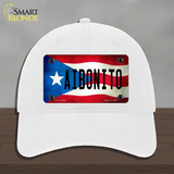 Aibonito Puerto Rico Flag Novelty License Plate Hat Unconstructed Cotton / White