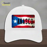 Anasco Puerto Rico Flag Novelty License Plate Hat Unconstructed Cotton / White