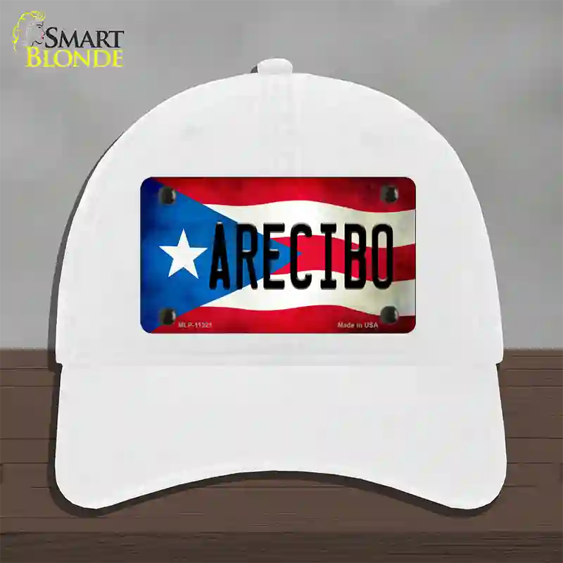 Arecibo Puerto Rico Flag Novelty License Plate Hat Unconstructed Cotton / White