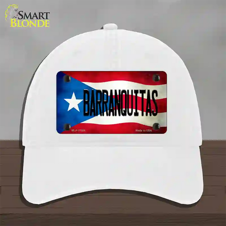 Barranquitas Puerto Rico Flag Novelty License Plate Hat Unconstructed Cotton / White