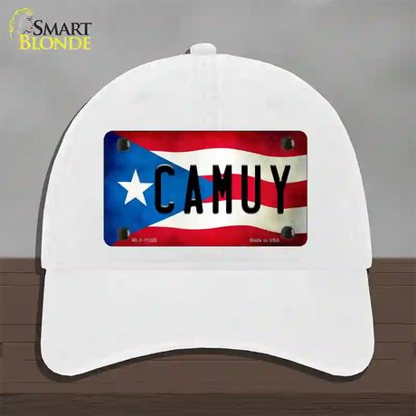 Camuy Puerto Rico Flag Novelty License Plate Hat Unconstructed Cotton / White