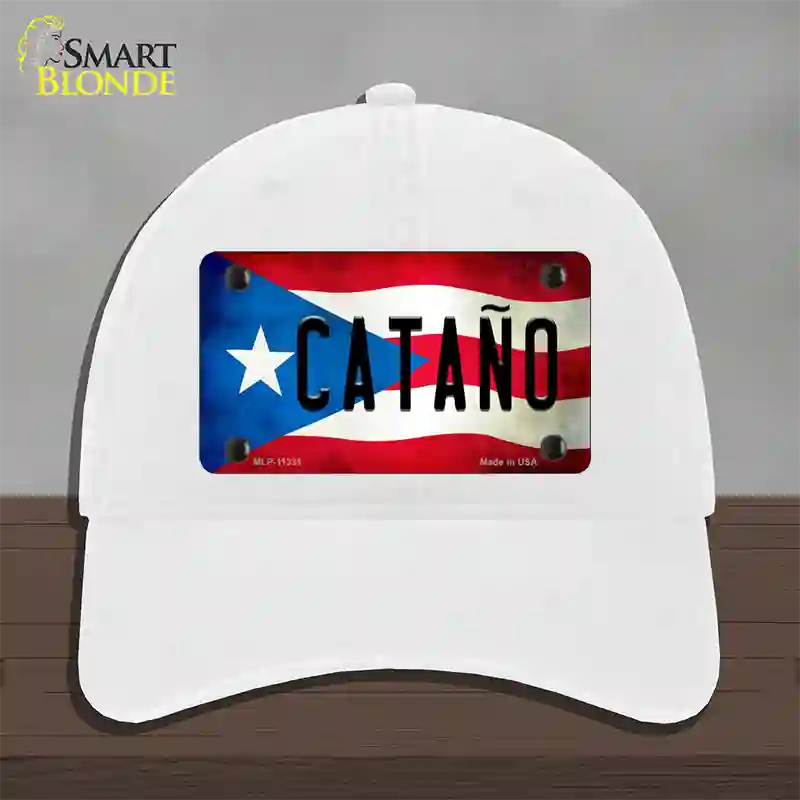 Catano Puerto Rico Flag Novelty License Plate Hat Unconstructed Cotton / White