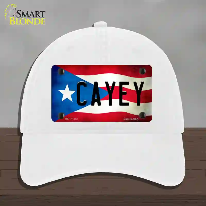 Cayey Puerto Rico Flag Novelty License Plate Hat Unconstructed Cotton / White