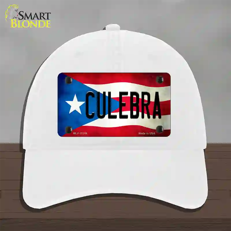 Culebra Puerto Rico Flag Novelty License Plate Hat Unconstructed Cotton / White