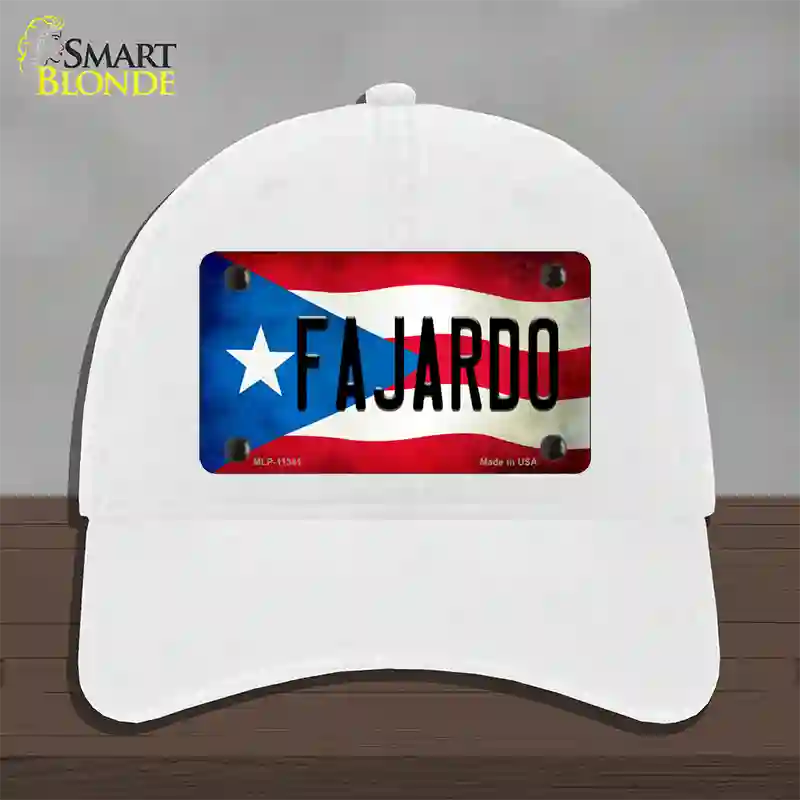 Fajardo Puerto Rico Flag Novelty License Plate Hat Unconstructed Cotton / White