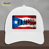 Fajardo Puerto Rico Flag Novelty License Plate Hat Unconstructed Cotton / White