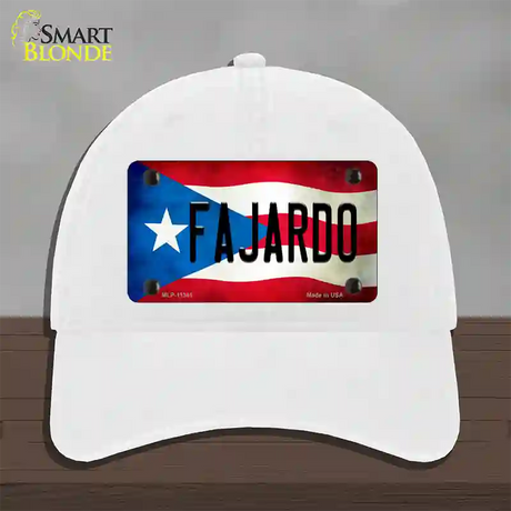 Fajardo Puerto Rico Flag Novelty License Plate Hat Unconstructed Cotton / White