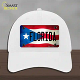 Florida Puerto Rico Flag Novelty License Plate Hat Unconstructed Cotton / White