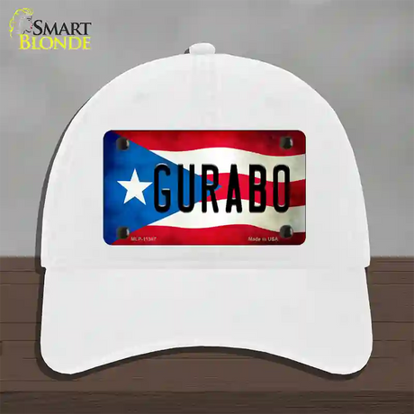 Gurabo Puerto Rico Flag Novelty License Plate Hat Unconstructed Cotton / White