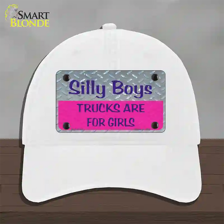 Silly Boys Novelty License Plate Hat Unconstructed Cotton / White