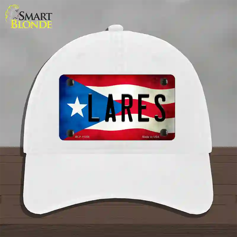 Lares Puerto Rico Flag Novelty License Plate Hat Unconstructed Cotton / White