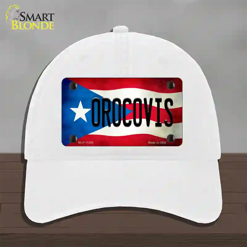 Orocovis Puerto Rico Flag Novelty License Plate Hat Unconstructed Cotton / White