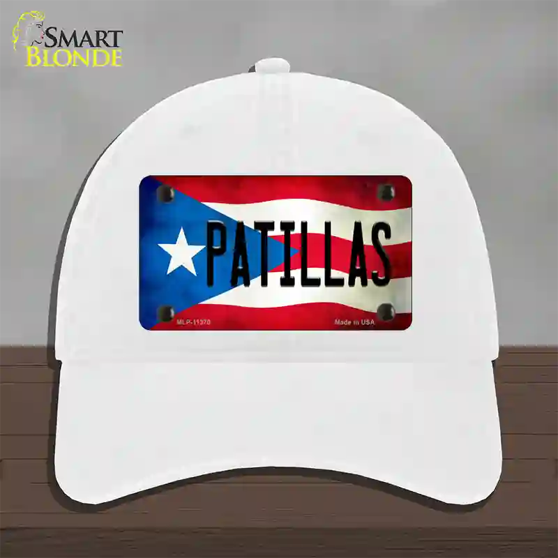 Patillas Puerto Rico Flag Novelty License Plate Hat Unconstructed Cotton / White