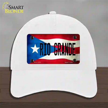 Rio Grande Puerto Rico Flag Novelty License Plate Hat Unconstructed Cotton / White