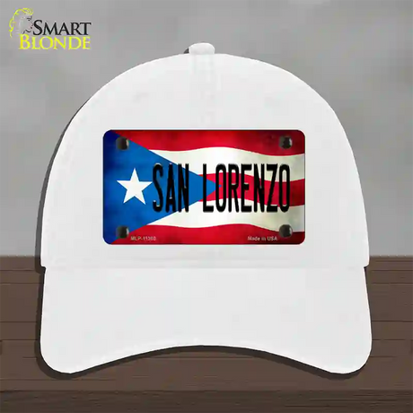 San Lorenzo Puerto Rico Flag Novelty License Plate Hat Unconstructed Cotton / White