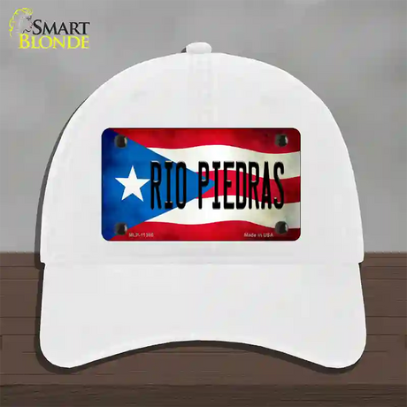 Rio Piedra Puerto Rico Flag Novelty License Plate Hat Unconstructed Cotton / White