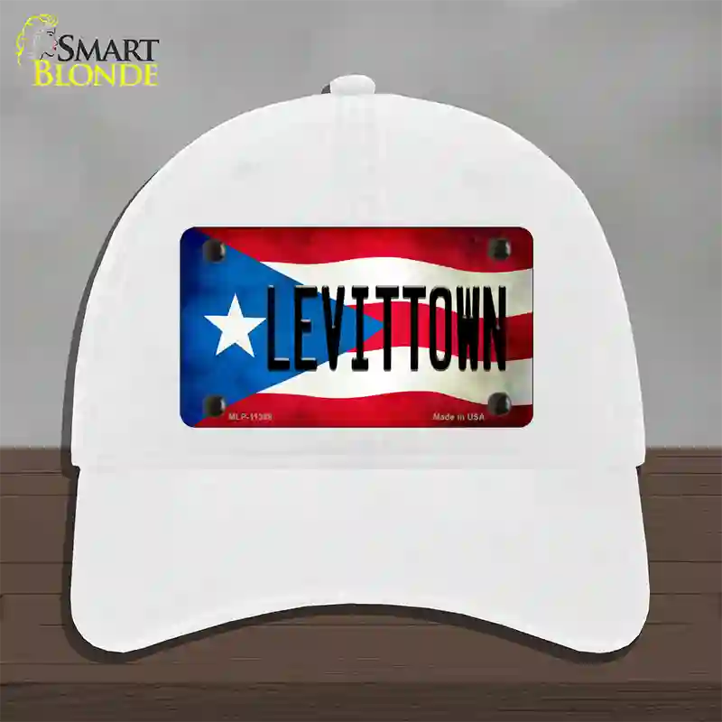 Levittown Puerto Rico Flag Novelty License Plate Hat Unconstructed Cotton / White