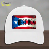 Best Mom Puerto Rico Flag Novelty License Plate Hat Unconstructed Cotton / White