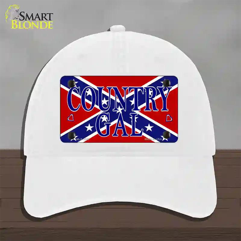 Confederate Country Gal Novelty License Plate Hat Unconstructed Cotton / White