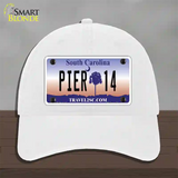 Pier 14 South Carolina Novelty License Plate Hat Unconstructed Cotton / White