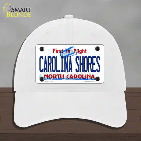 Carolina Shores North Carolina Novelty License Plate Hat Unconstructed Cotton / White