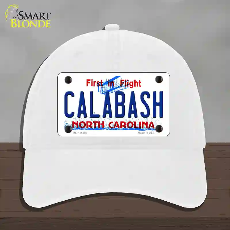 Calabash North Carolina Novelty License Plate Hat Unconstructed Cotton / White