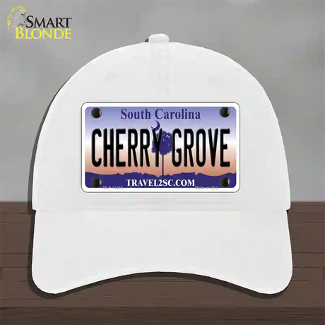 Cherry Grove South Carolina Novelty License Plate Hat Unconstructed Cotton / White