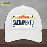 Sacramento California Novelty License Plate Hat Unconstructed Cotton / White