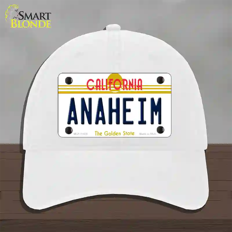 Anaheim California Novelty License Plate Hat Unconstructed Cotton / White