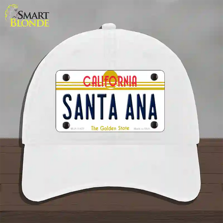 Santa Ana California Novelty License Plate Hat Unconstructed Cotton / White