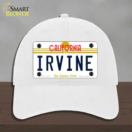 Irvine California Novelty License Plate Hat Unconstructed Cotton / White