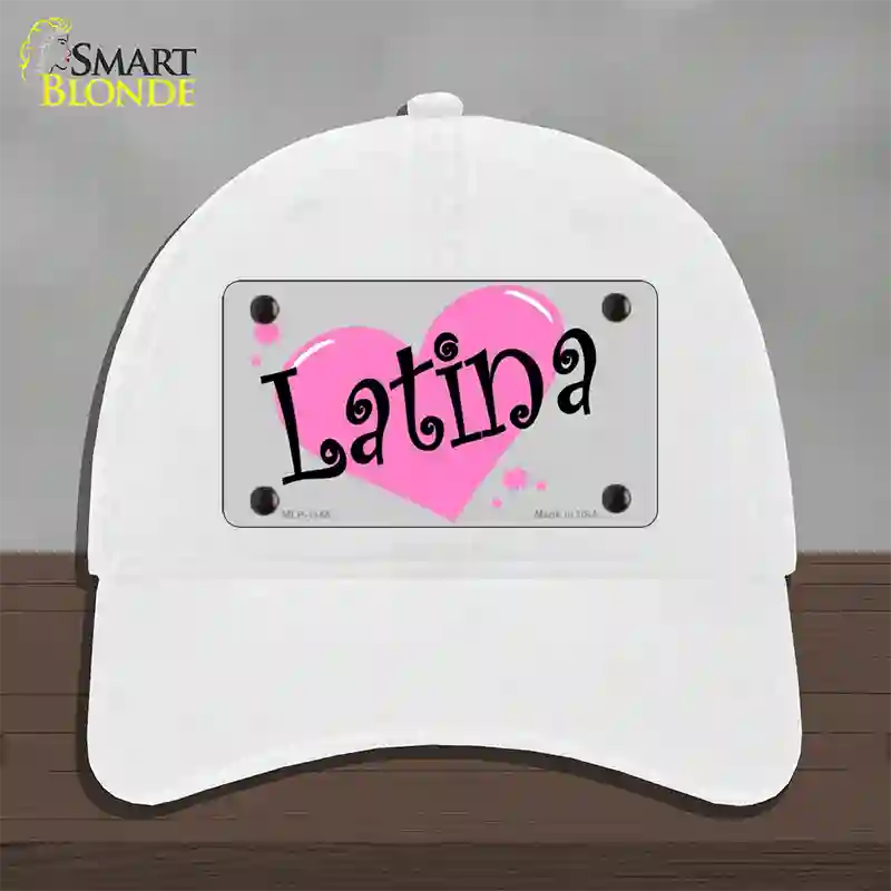 Latina Novelty License Plate Hat Unconstructed Cotton / White