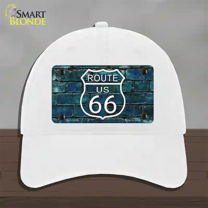 Route 66 Blue Brick Wall Novelty License Plate Hat Unconstructed Cotton / White