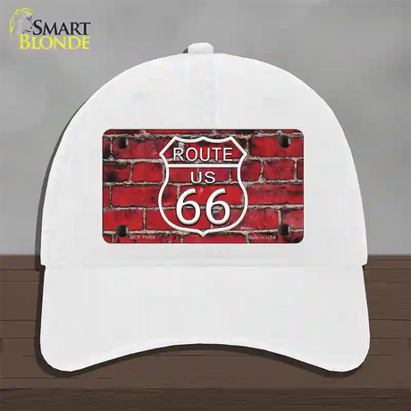 Route 66 Red Brick Wall Novelty License Plate Hat Unconstructed Cotton / White