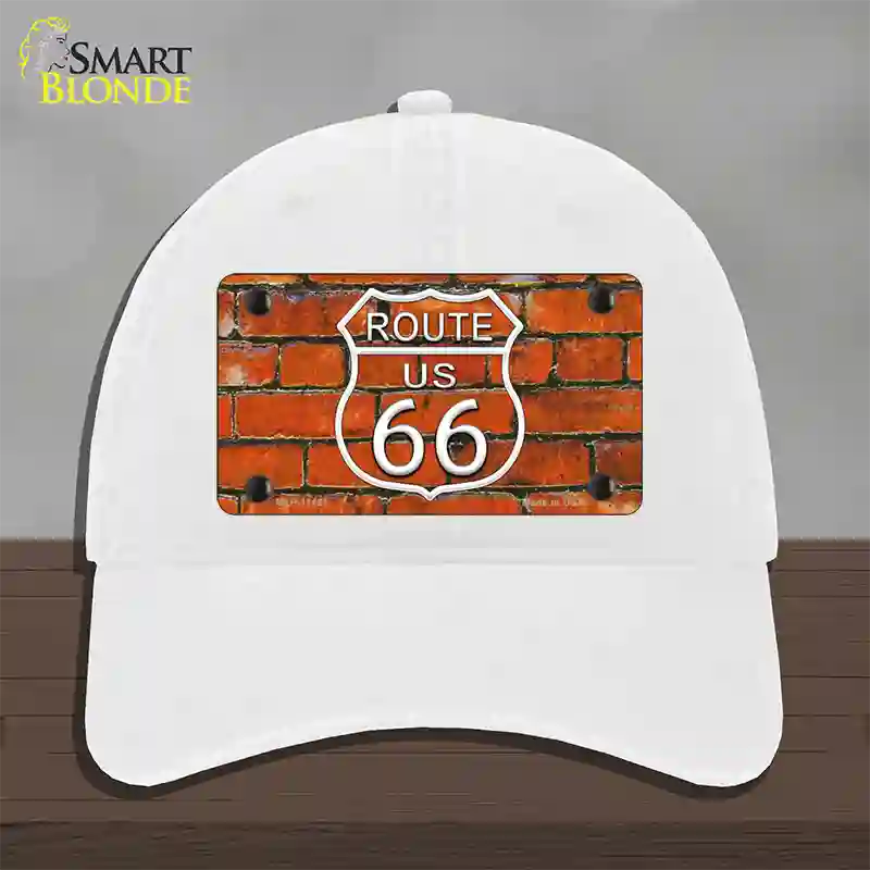 Route 66 Orange Brick Wall Novelty License Plate Hat Unconstructed Cotton / White