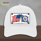 Minnesota Crossed US Flag Novelty License Plate Hat Unconstructed Cotton / White