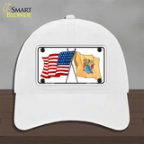 New Jersey Crossed US Flag Novelty License Plate Hat Unconstructed Cotton / White