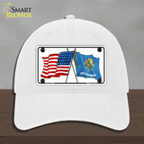 Oklahoma Crossed US Flag Novelty License Plate Hat Unconstructed Cotton / White